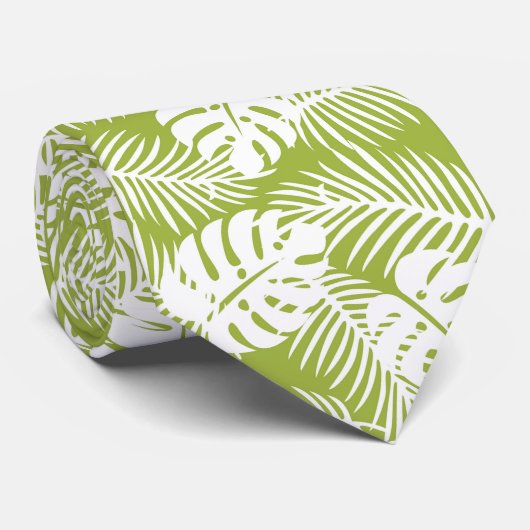 Cravate Green Palm Feuille Rainforest Motif (Roulé)