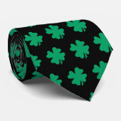 Cravate Green St Patrick's Day Shamrock Cadeau Faveur Noir (Roulé)