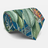 Cravate Green Tropical Jungle Banana Tree Strelitzia (Roulé)