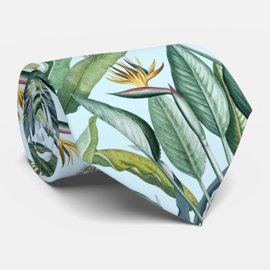 Cravate Green Tropical Jungle Banana Tree Strelitzia (Roulé)