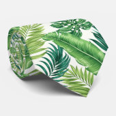 Cravate Green Tropical Palm Banana Monstera Feuille (Roulé)