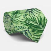 Cravate Green Tropical Palm & Monstera Feuille (Roulé)