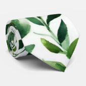 Cravate Green Watercolour Leaves (Roulé)