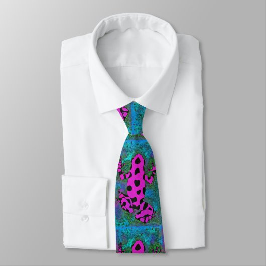 Cravate Grenouille rose chaude avec points noirs (Attaché)