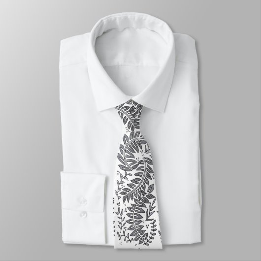 Cravate Grey and White Patterned Necktie (Attaché)