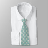 Cravate Grey Fleur De Lis pattern on turquoise background (Attaché)