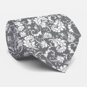 Cravate Grey Gray Floral Pattern Custom Necktie (Roulé)