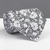 Cravate Grey Gray Floral Pattern Custom Necktie