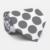 Cravate Grey Polka Dots on White Custom Necktie (Roulé)