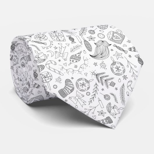 Cravate Gribouillage de White Christmas (Roulé)