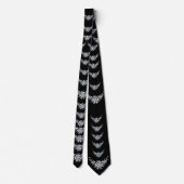 CRAVATE GRIFFINS ET FLEURS BLANCS EN NOIR (Dos)