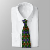 Cravate Grille Diamant Arlequin : Harmonie Texturée (Attaché)