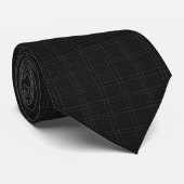 Cravate Grille Micro Architecturale Moderne Noir (Roulé)