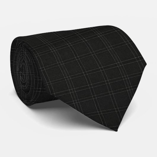 Cravate Grille Micro Architecturale Moderne Noir (Roulé)