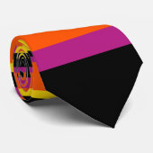 Cravate Grilles complexes - Noir, Rose, Orange et Jaune (Roulé)