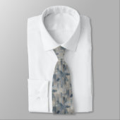 Cravate Gris Ardoise Bleu Abstrait Pinceaux Traits (Attaché)