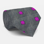 Cravate Gris ardoise lavande fuchsia Art moderne (Roulé)
