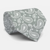 Cravate Gris argent Paisley (Roulé)