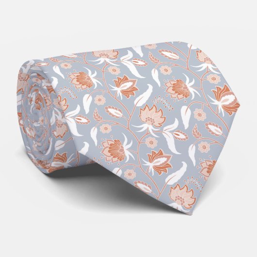 Cravate Gris avec motif floral (Roulé)