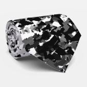Cravate Gris Blanc Mélangé Avec Design Motif Noir (Roulé)