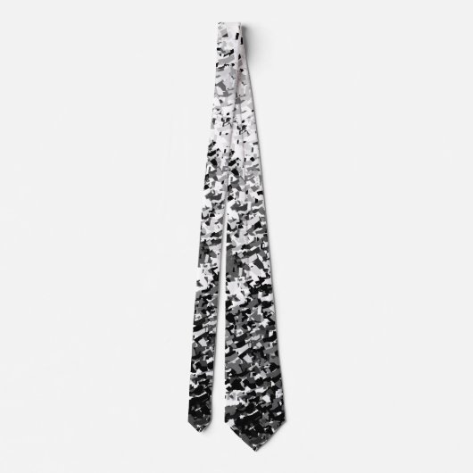 Cravate Gris Blanc Mélangé Avec Design Motif Noir (Dos)
