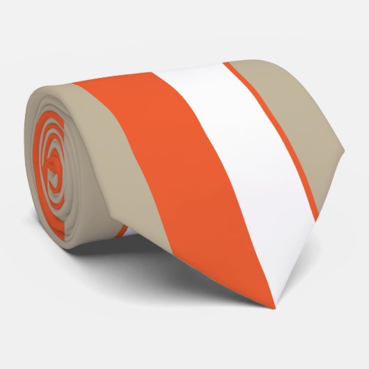 Cravate Gris Blanc Orange (Roulé)