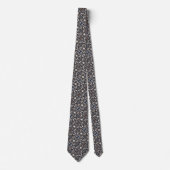 Cravate Gris Bleu, Brown, Buff, Motif noir et blanc (Devant)