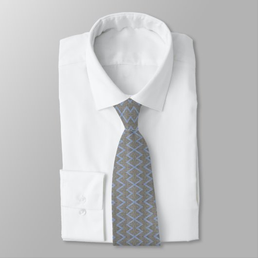 Cravate Gris bleu clair Zig Zag moderne traditionnel (Attaché)