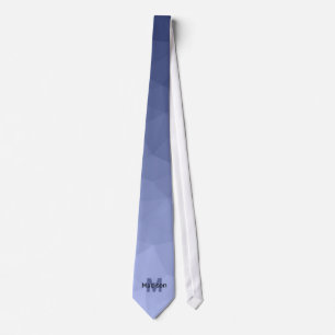 Cravate Gris bleu dégradé géométrie maillage motif Monogra