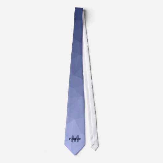 Cravate Gris bleu dégradé géométrie maillage motif Monogra (Devant)