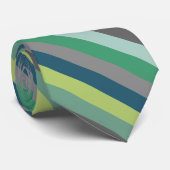 Cravate Gris bleu et vert diagonale rayé (Roulé)