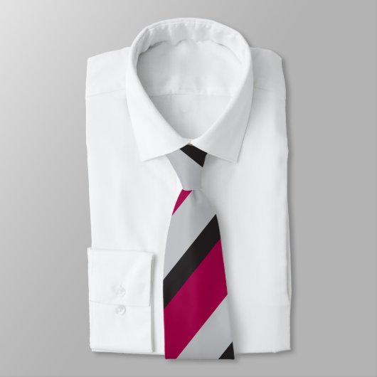 Cravate Gris Charbon et framboise profonde Bande régimenta (Attaché)