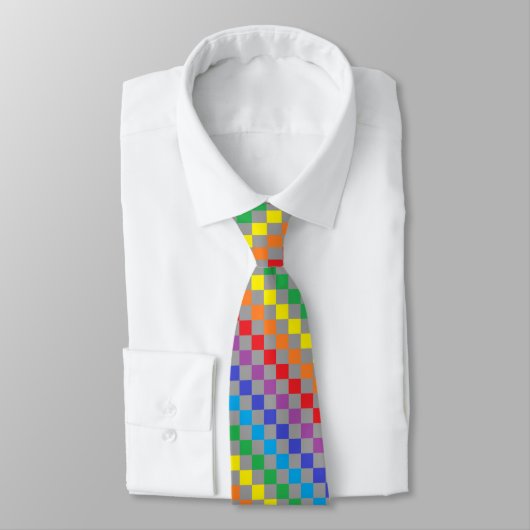 Cravate Gris Checkered d'arc-en-ciel (Attaché)