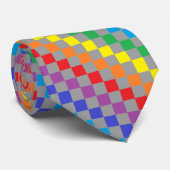 Cravate Gris Checkered d'arc-en-ciel (Roulé)