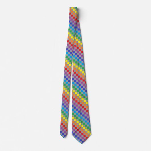 Cravate Gris Checkered d'arc-en-ciel (Dos)