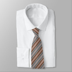 Cravate Gris clair et Brown Motif à rayures multiples