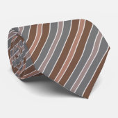Cravate Gris clair et Brown Motif à rayures multiples (Roulé)