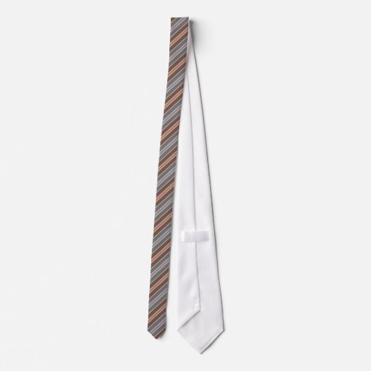 Cravate Gris clair et Brown Motif à rayures multiples (Dos)