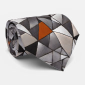 Cravate Gris d'argent et cuivre géométriques pour hommes (Roulé)