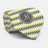 CRAVATE GRIS DE CHARBON DE BOIS ET JAUNE CHEVRON (Roulé)