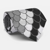 Cravate Gris de serpent, blanc et noir (Roulé)