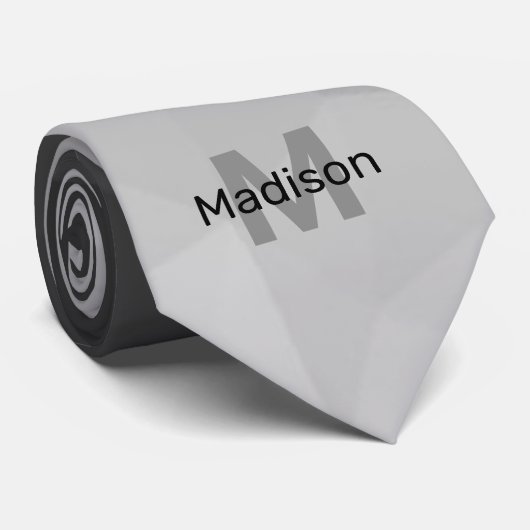 Cravate Gris dégradé géométrie maillage motif Monogramme (Roulé)