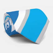 Cravate Gris élégant et tendance avec bandes bleues (Roulé)