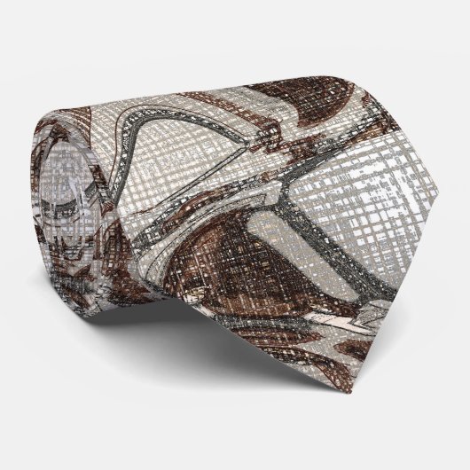 Cravate Gris et art Abstrait Brown (Roulé)