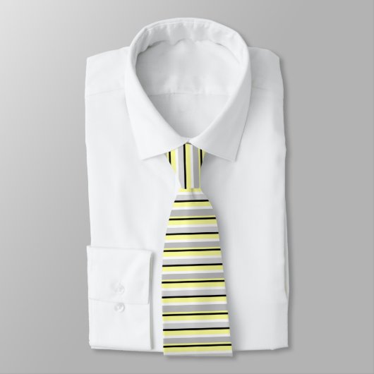Cravate Gris et jaune rayé élégant (Attaché)