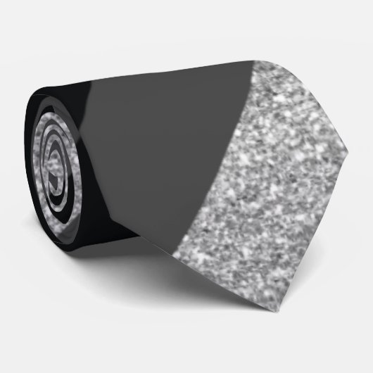 Cravate Gris foncé, Parties scintillant et bandes diagonal (Roulé)