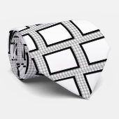 Cravate Gris Gris Blanc Designer Formes Motifs géométrique (Roulé)