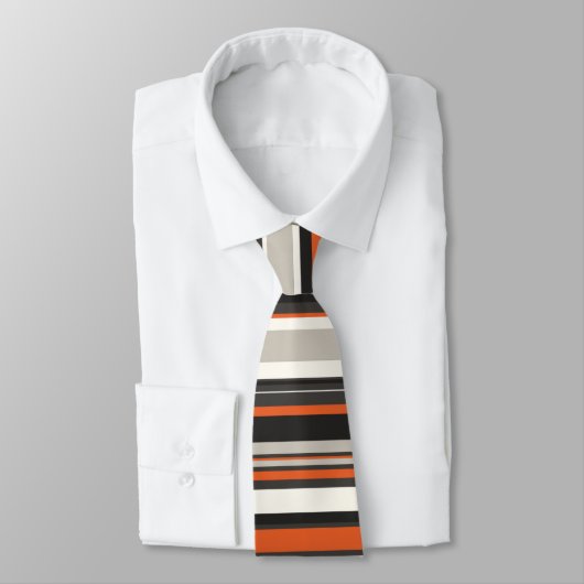 Cravate Gris Gris Orange Motif minimal (Attaché)