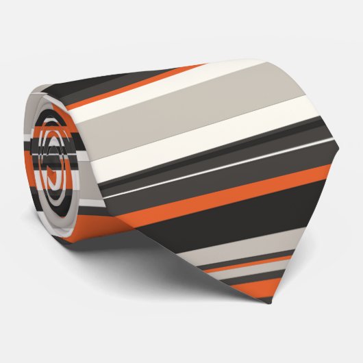 Cravate Gris Gris Orange Motif minimal (Roulé)