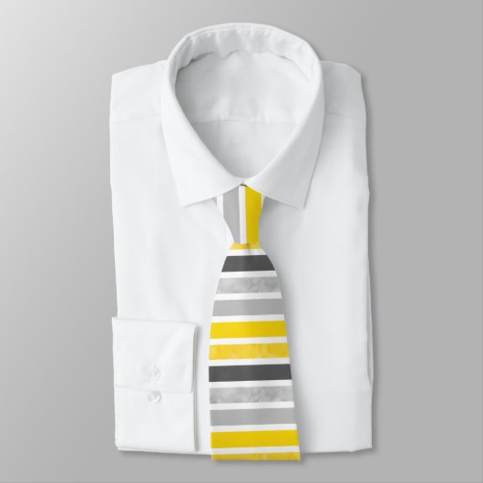 Cravate Gris Jaune Blancs (Attaché)